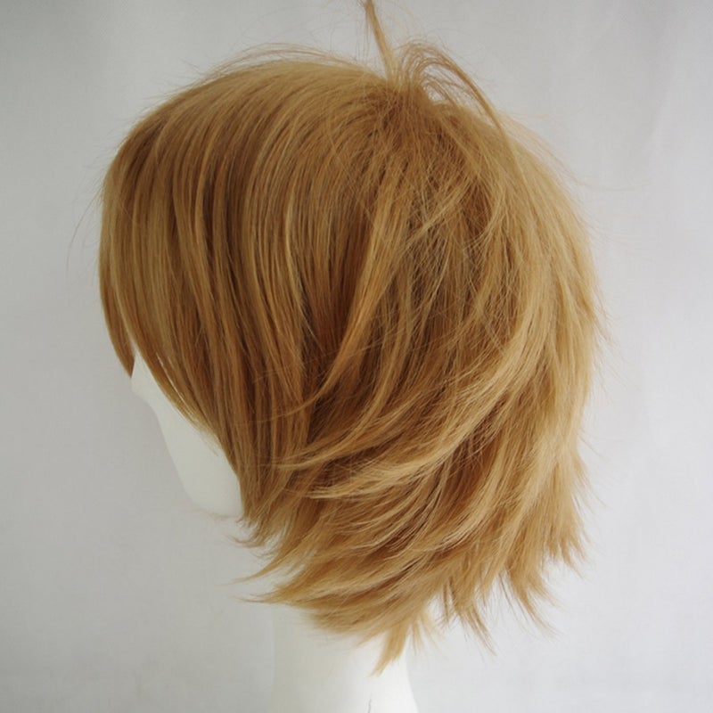 Aicos Alacos Short Fashion Spiky Layered Anime Cosplay Wig Light Brown Women Mens Boys Male Short Straight Party Costume Dress Synthetic Wig One Size - Image 2